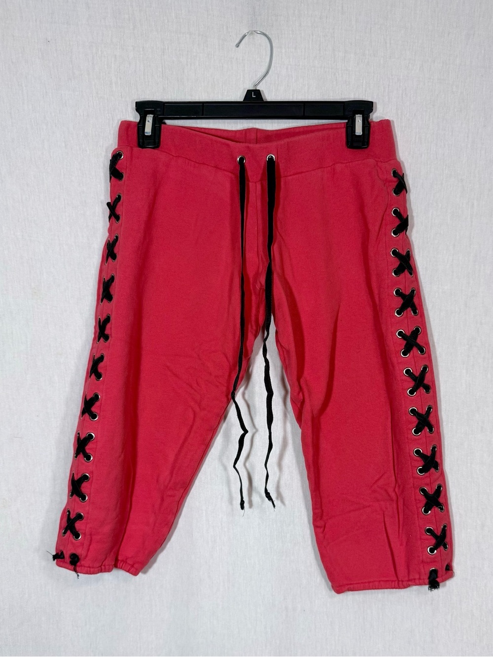 SA VOUX size XS red side contrast Lace-Up Drawstring Capri Sweatpant joggers